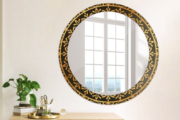 Round decorative mirror Golden mandala