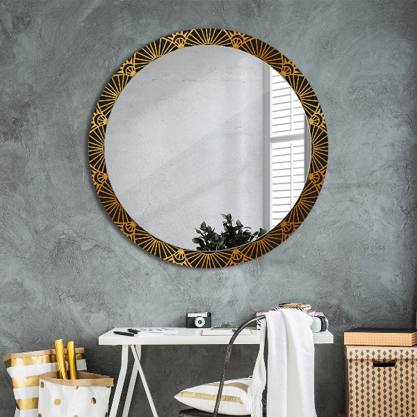 Round decorative mirror Golden mandala