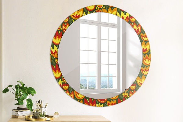 Round decorative mirror Retro tulips