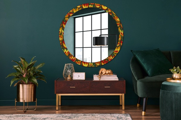Round decorative mirror Retro tulips
