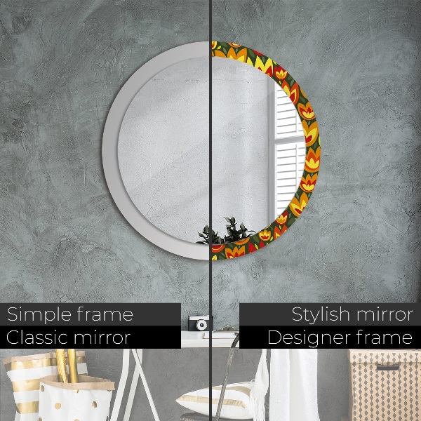 Round decorative mirror Retro tulips