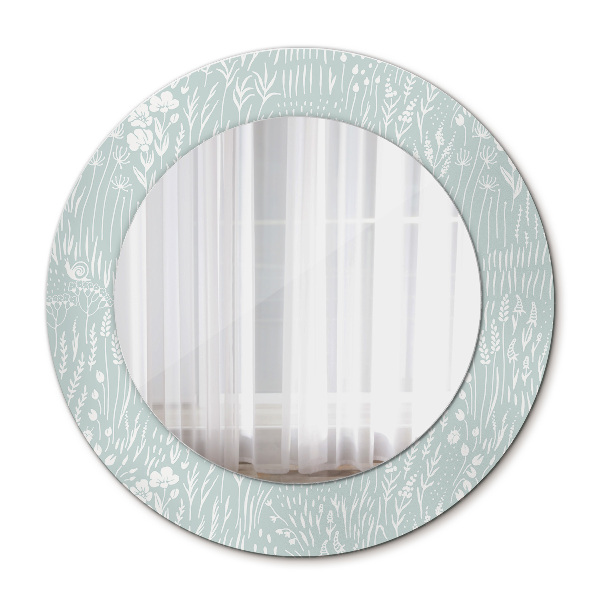 Round printed mirror Composition manually drawn