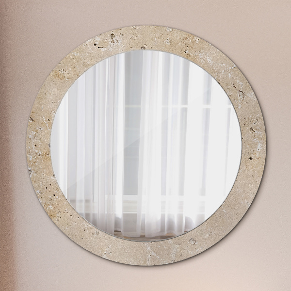 Round printed mirror Natural stone