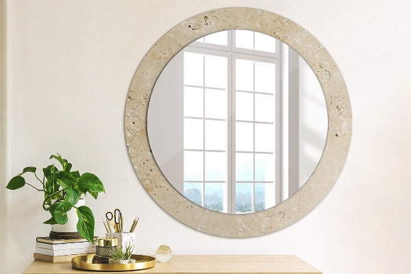 Round printed mirror Natural stone