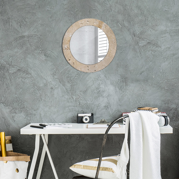 Round printed mirror Natural stone