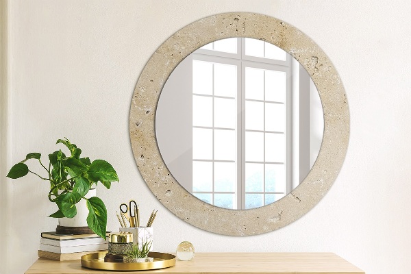 Round printed mirror Natural stone