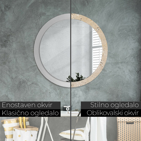 Round printed mirror Natural stone