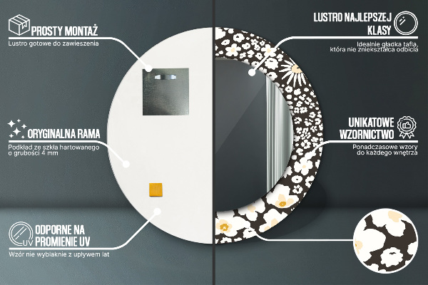 Round wall mirror decor Stokrotka ivory