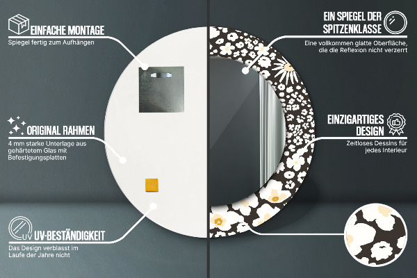 Round wall mirror decor Stokrotka ivory