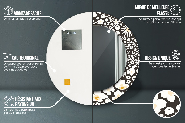 Round wall mirror decor Stokrotka ivory