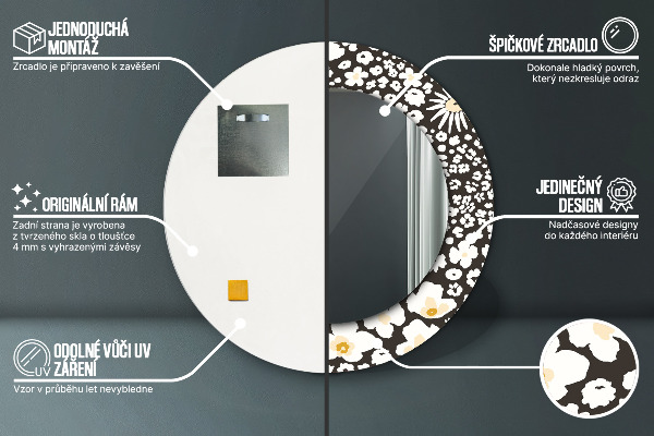 Round wall mirror decor Stokrotka ivory