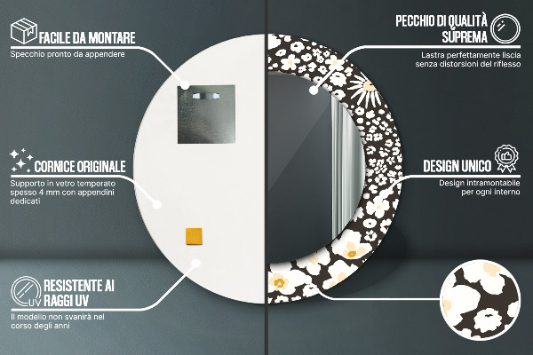 Round wall mirror decor Stokrotka ivory