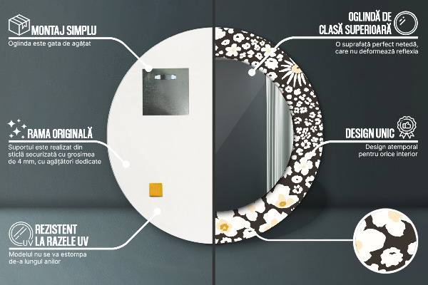 Round wall mirror decor Stokrotka ivory