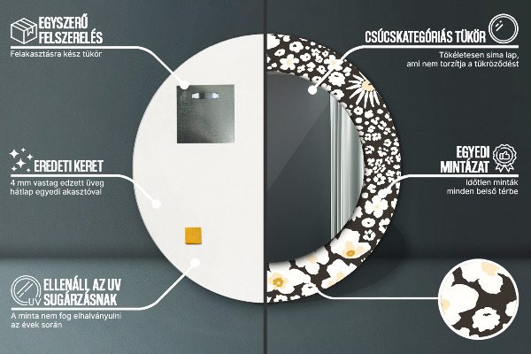 Round wall mirror decor Stokrotka ivory