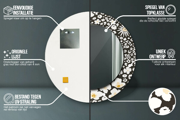 Round wall mirror decor Stokrotka ivory