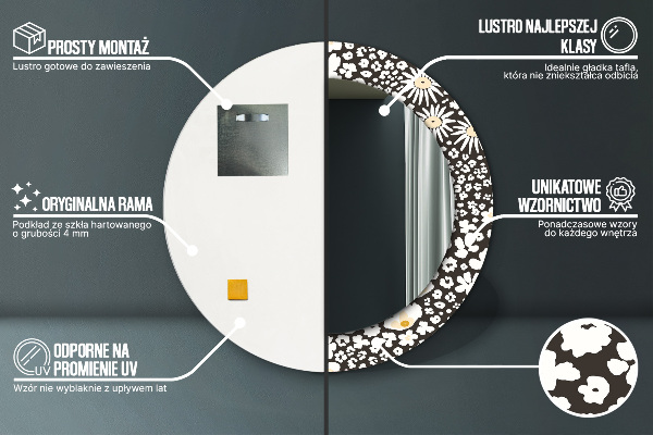 Round wall mirror decor Stokrotka ivory