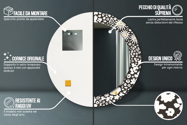 Round wall mirror decor Stokrotka ivory