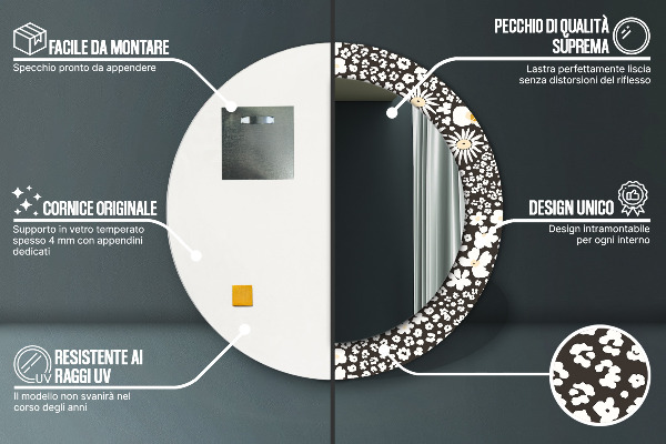 Round wall mirror decor Stokrotka ivory