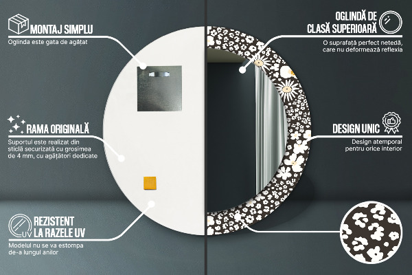 Round wall mirror decor Stokrotka ivory