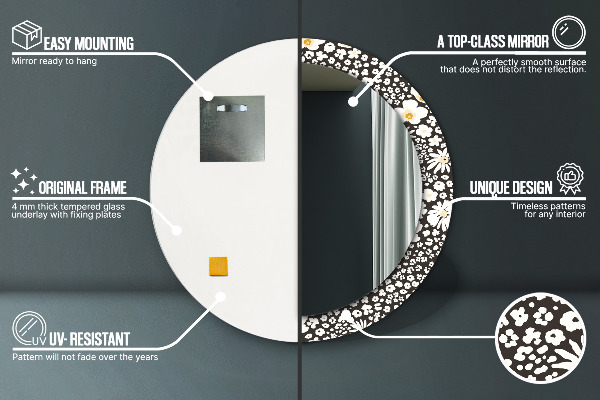 Round wall mirror decor Stokrotka ivory