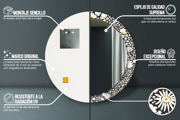 Round wall mirror decor Stokrotka ivory