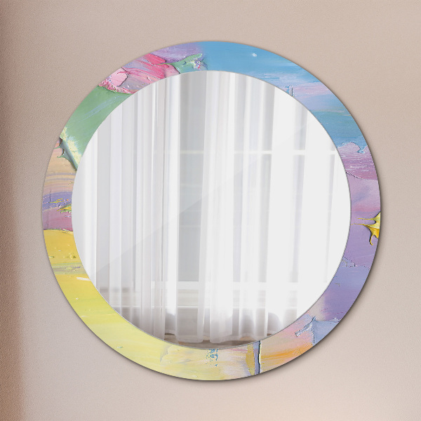 Round wall mirror decor Oil paint texture