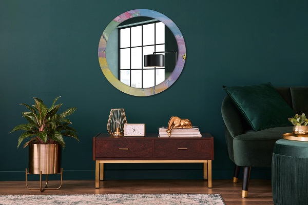 Round wall mirror decor Oil paint texture