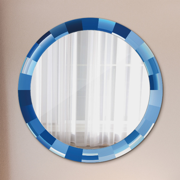 Round mirror frame with print Blue abstract