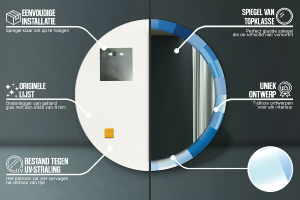 Round mirror frame with print Blue abstract