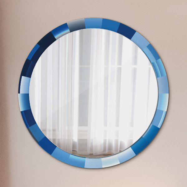 Round mirror frame with print Blue abstract