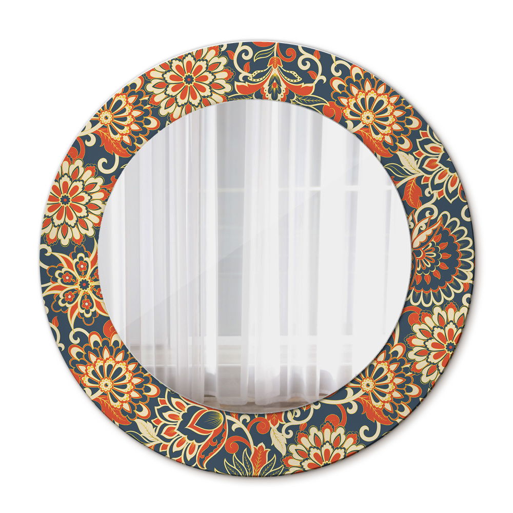 Round mirror frame with print Flower year illustration