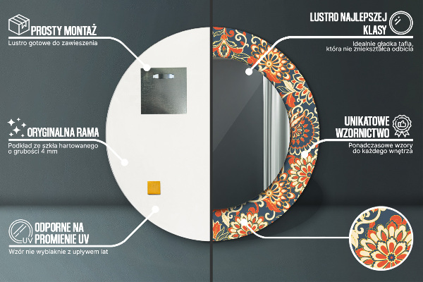 Round mirror frame with print Flower year illustration