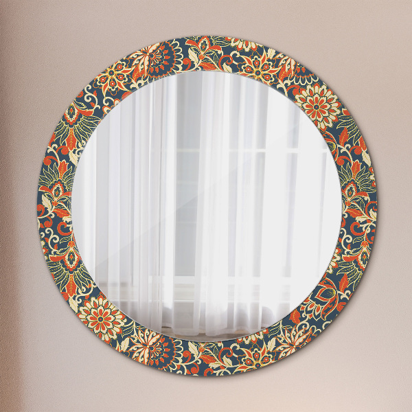 Round mirror frame with print Flower year illustration