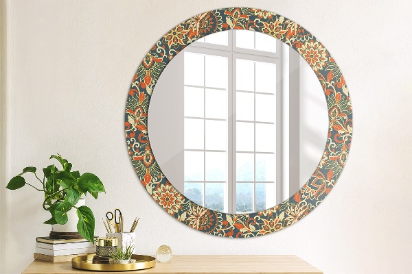 Round mirror frame with print Flower year illustration