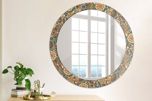 Round mirror frame with print Flower year illustration
