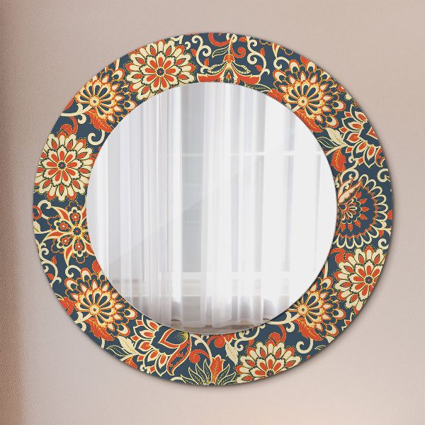Round mirror frame with print Flower year illustration