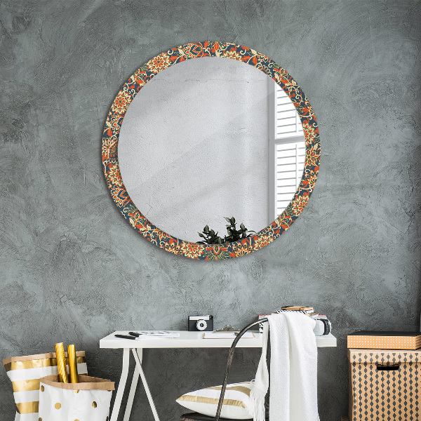 Round mirror frame with print Flower year illustration