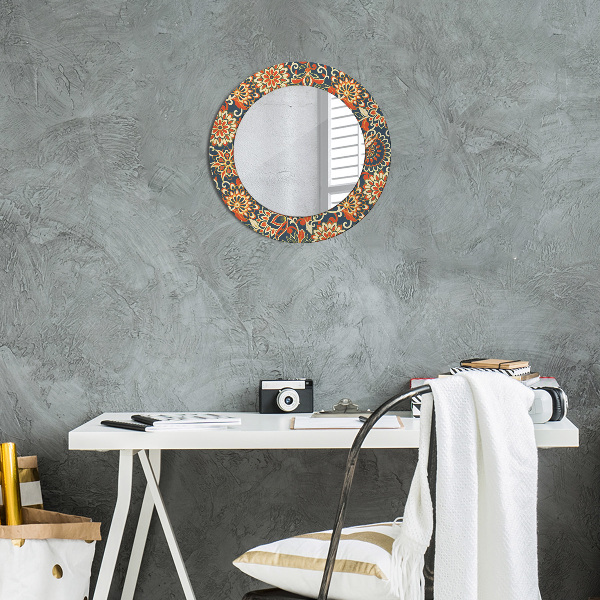 Round mirror frame with print Flower year illustration