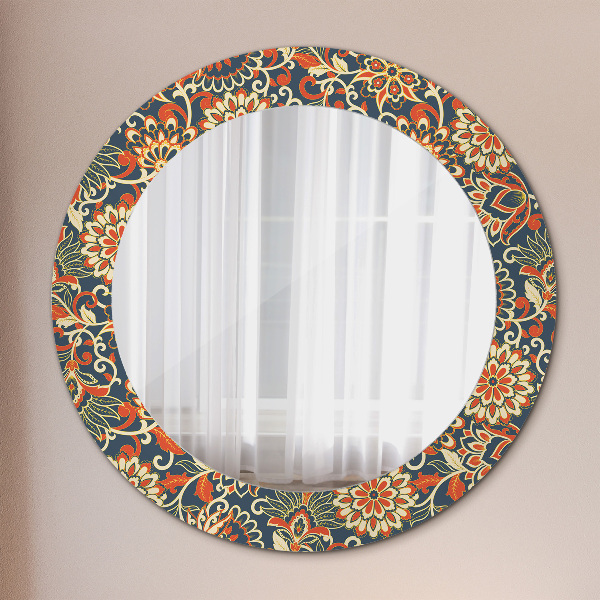 Round mirror frame with print Flower year illustration