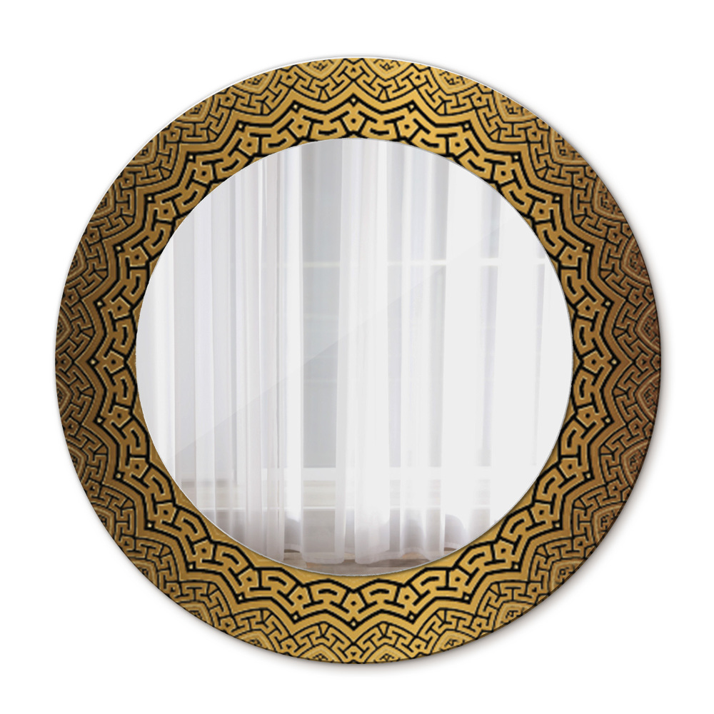 Round mirror frame with print Greek ornament