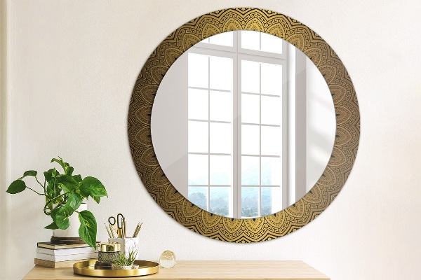Round mirror frame with print Greek ornament