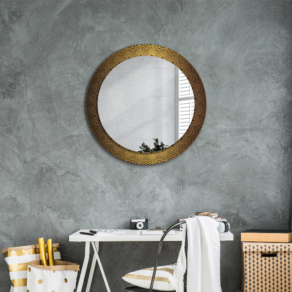 Round mirror frame with print Greek ornament