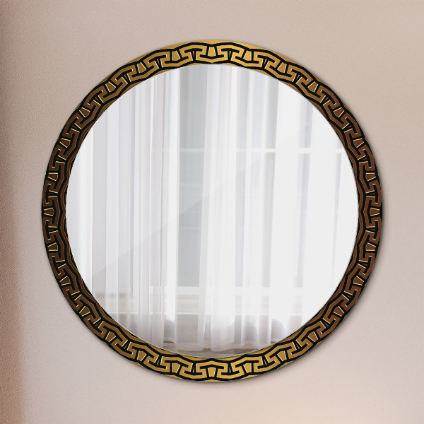 Round mirror frame with print Greek ornament