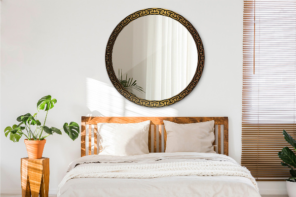 Round mirror frame with print Greek ornament