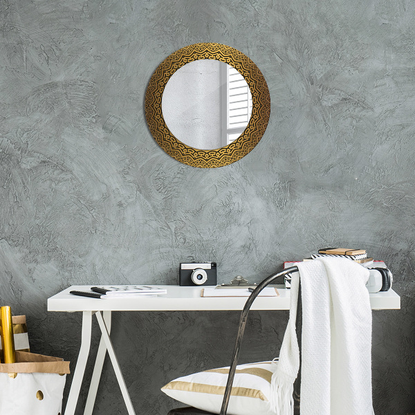 Round mirror frame with print Greek ornament