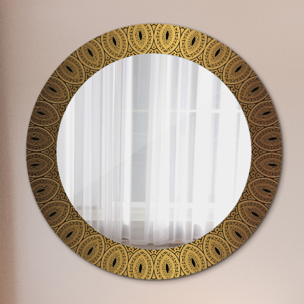 Round mirror frame with print Greek ornament