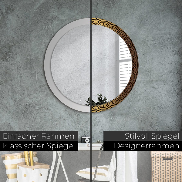 Round mirror frame with print Greek ornament