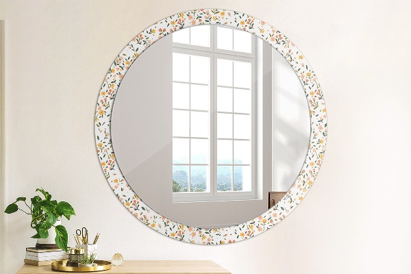 Round wall mirror decor Small sweet flowers