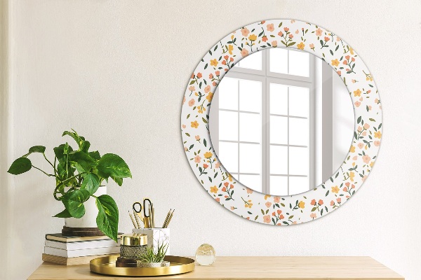 Round wall mirror decor Small sweet flowers