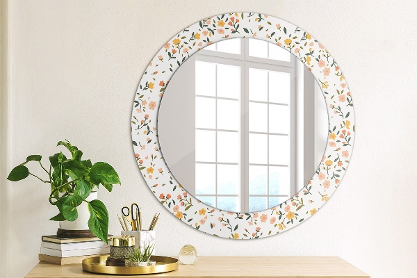Round wall mirror decor Small sweet flowers